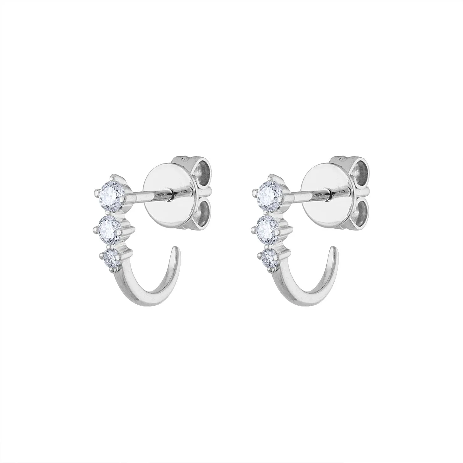 14KT GOLD THREE DIAMOND WRAP HUGGIE EARRING