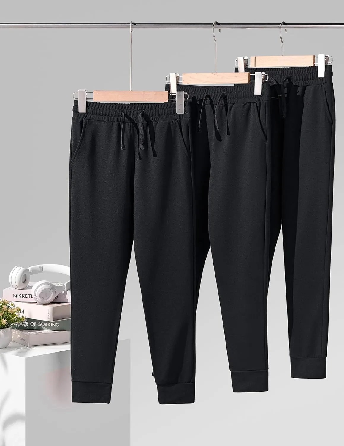 3 Pack Boys Lightweight Jogger Pants, Youth Athletic Sweatpants, Kids Toddlers Clothes Apparel