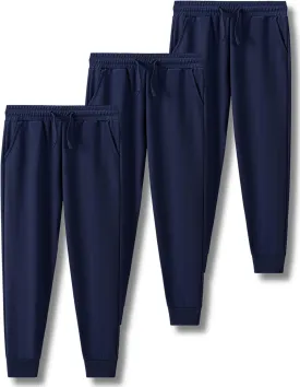 3 Pack Boys Lightweight Jogger Pants, Youth Athletic Sweatpants, Kids Toddlers Clothes Apparel