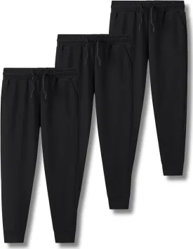 3 Pack Boys Lightweight Jogger Pants, Youth Athletic Sweatpants, Kids Toddlers Clothes Apparel
