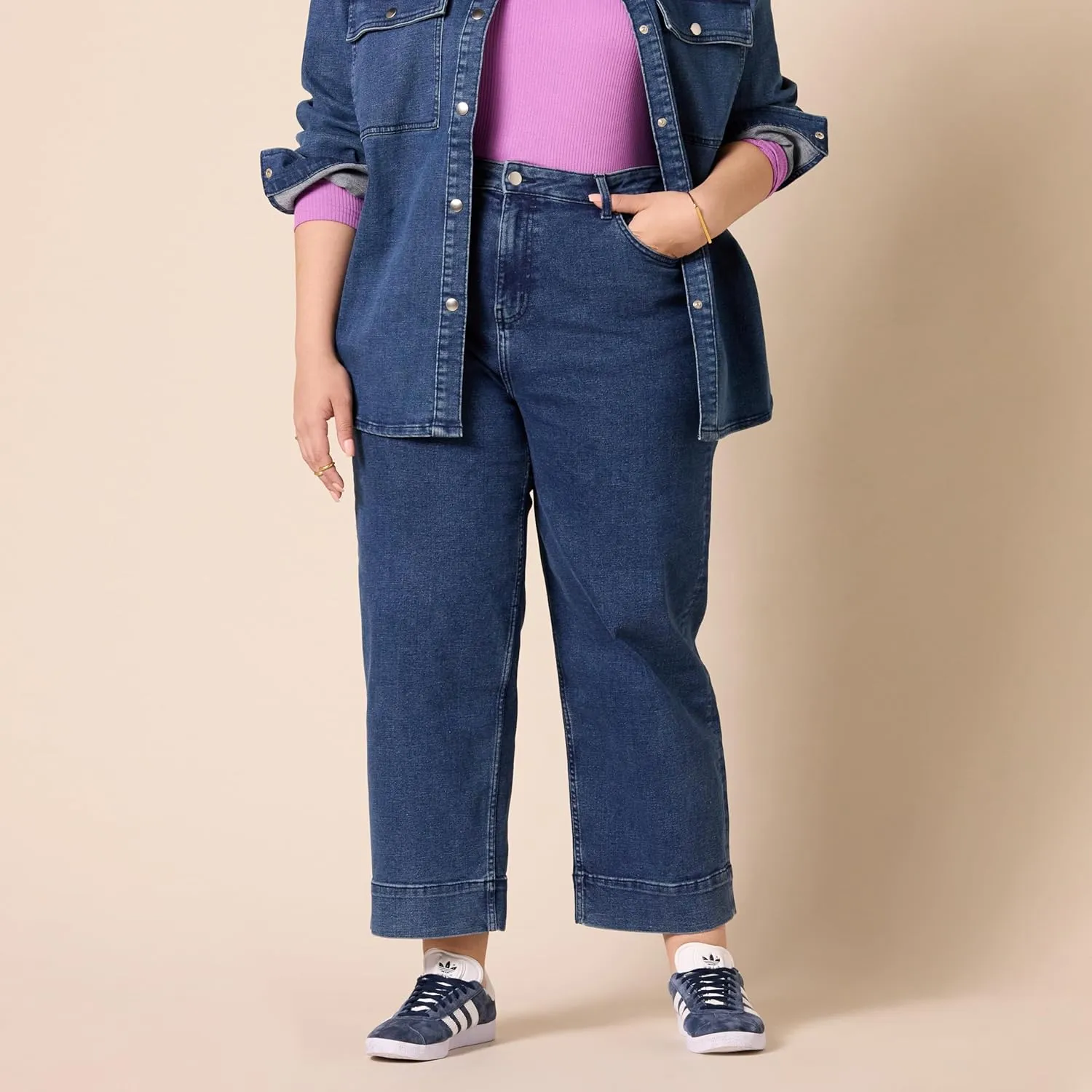 Amazon Essentials Women's High-Rise Regular-Fit Ankle-Length Wide-Leg Jean