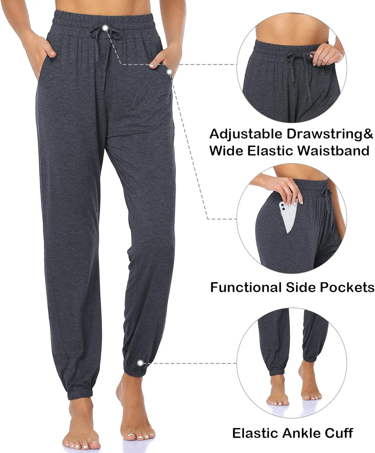 ASIMOON Womens Sweatpants Yoga Joggers Pants Casual Lightweight Exercise Running Athletic Lounge Pants with Pockets