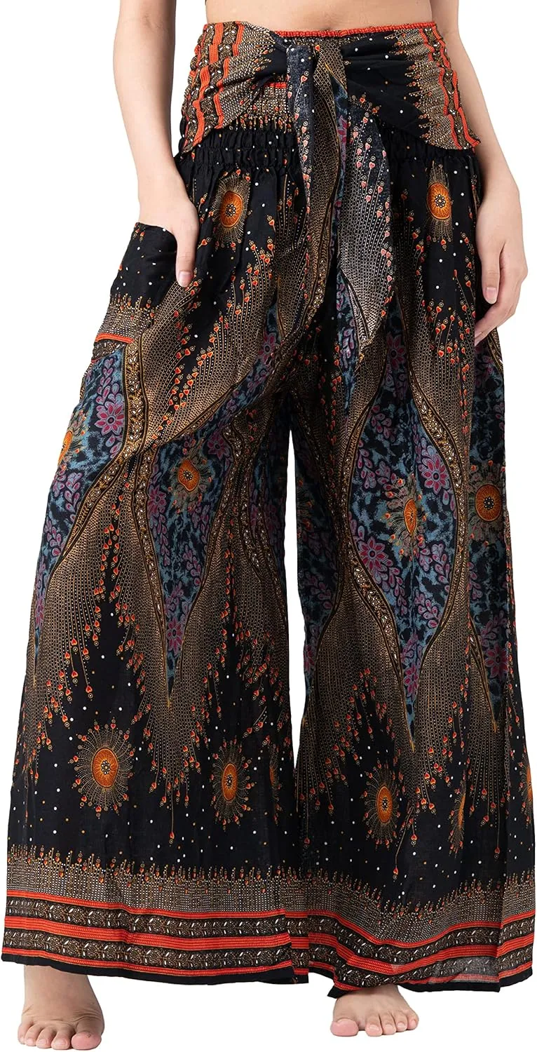 B BANGKOK PANTS Women's Boho Palazzo Pants Yoga Wide Leg Pants