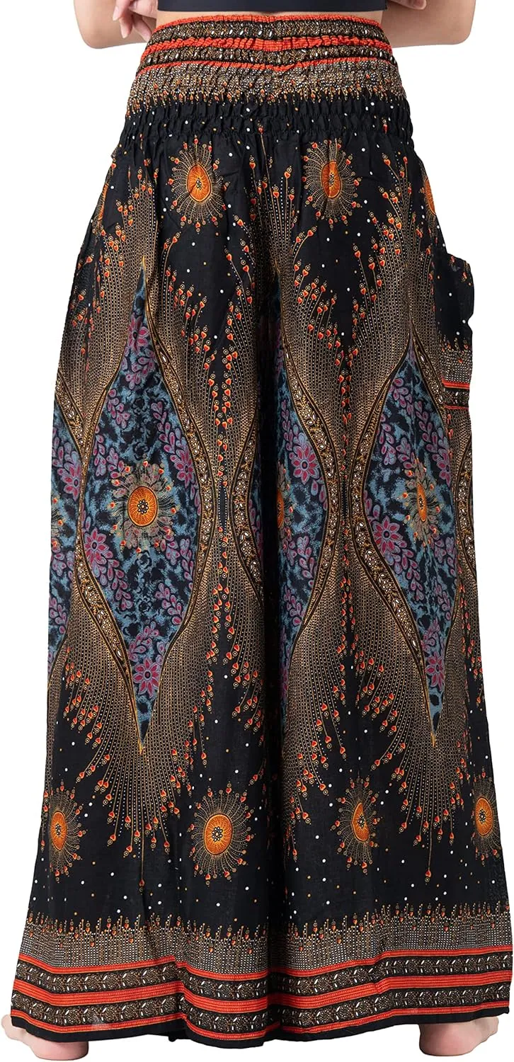 B BANGKOK PANTS Women's Boho Palazzo Pants Yoga Wide Leg Pants