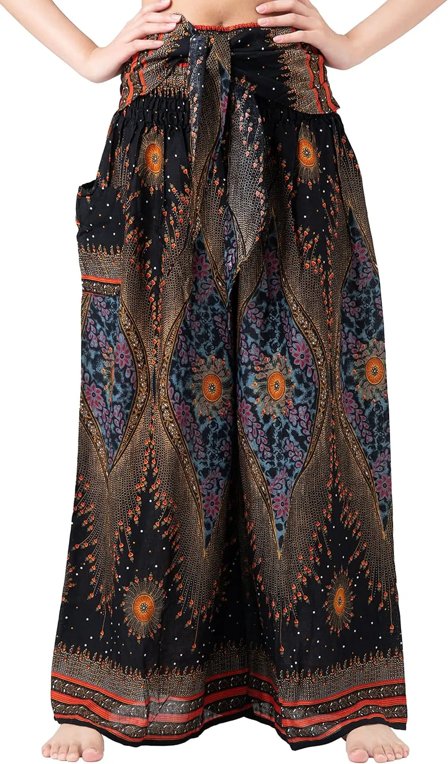 B BANGKOK PANTS Women's Boho Palazzo Pants Yoga Wide Leg Pants