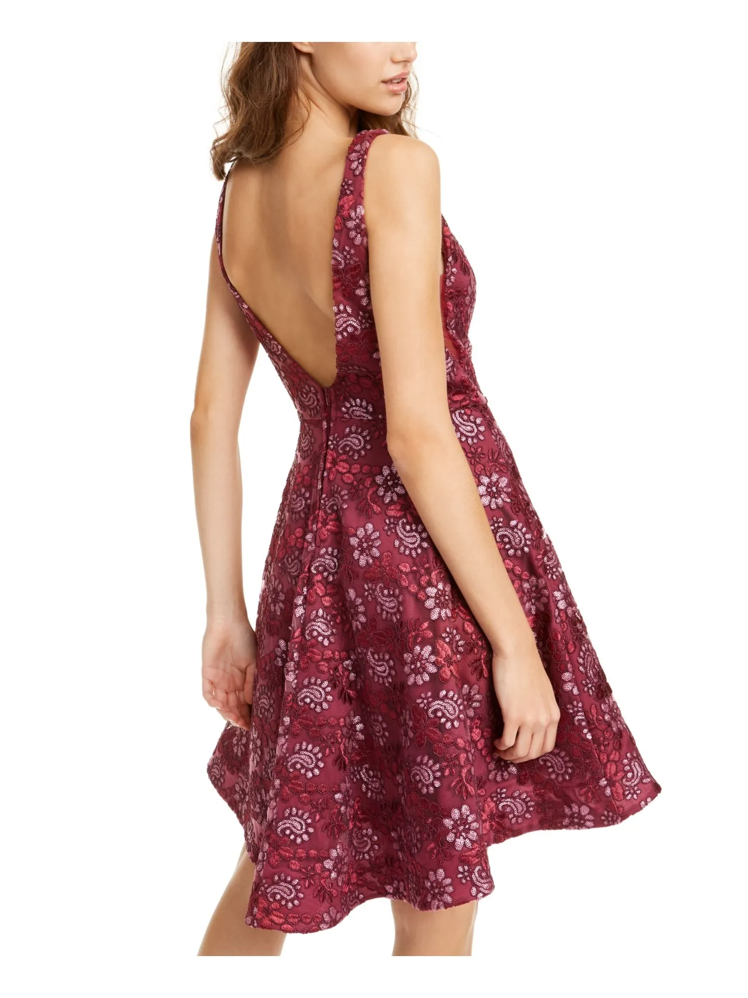 B. Darlin Women's Sleeveless Short Fit Flare Cocktail Dress Berry Size 1/2