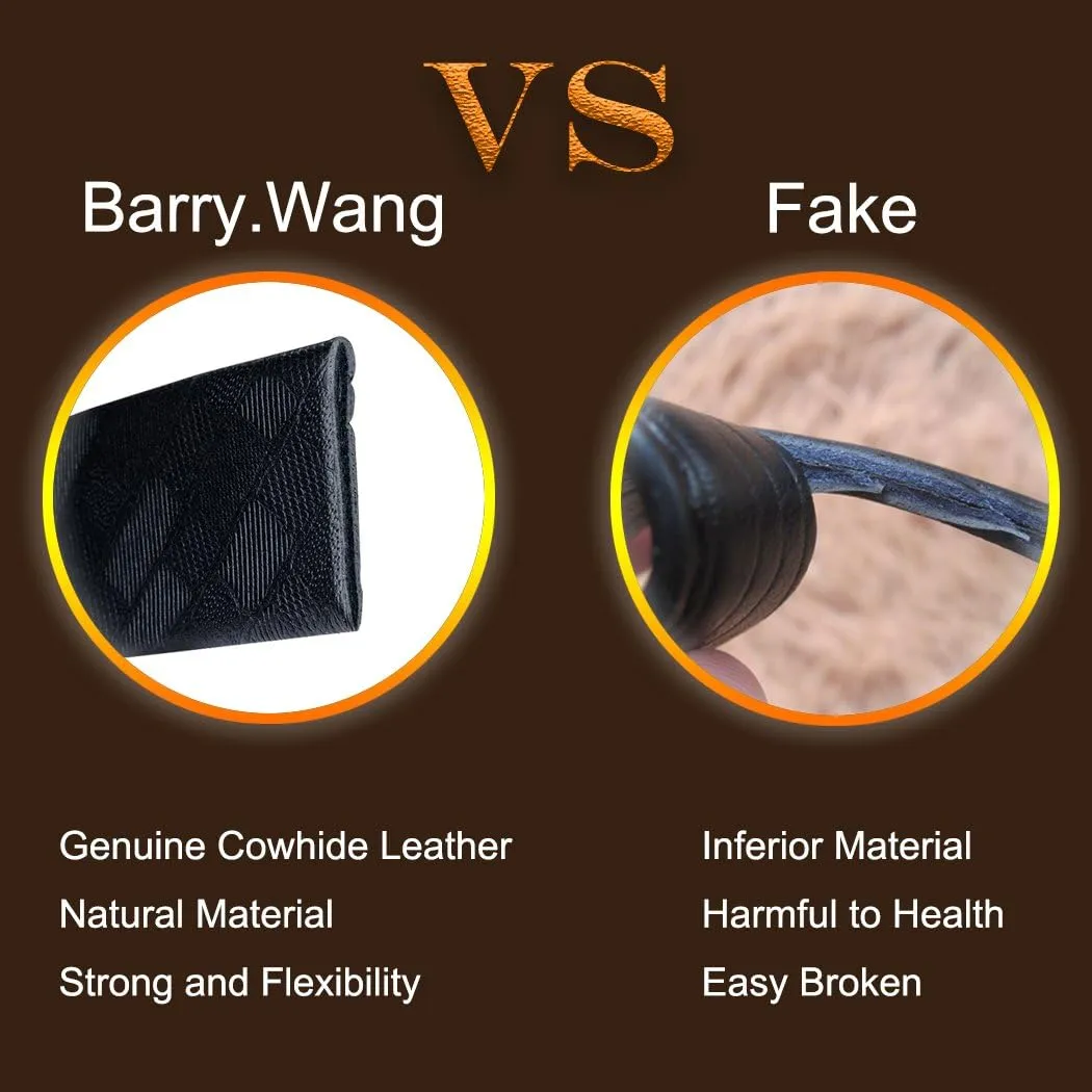 Barry.Wang Mens Ratchet Belt,Genuine Leather Belts 1 3/8" Automatic Buckle Carnival Dress Casual,Trim To Fit