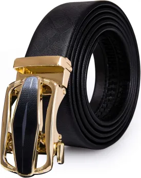 Barry.Wang Mens Ratchet Belt,Genuine Leather Belts 1 3/8" Automatic Buckle Carnival Dress Casual,Trim To Fit