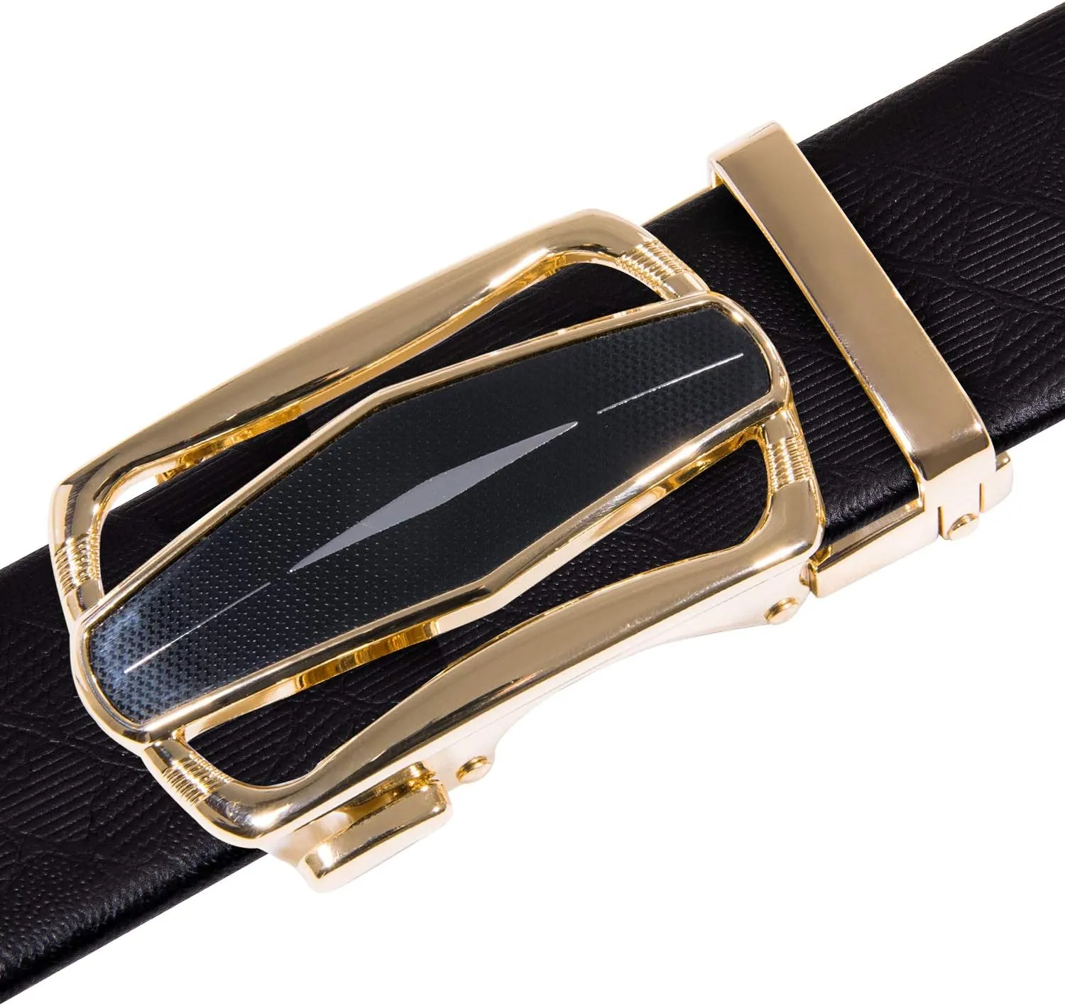 Barry.Wang Mens Ratchet Belt,Genuine Leather Belts 1 3/8" Automatic Buckle Carnival Dress Casual,Trim To Fit