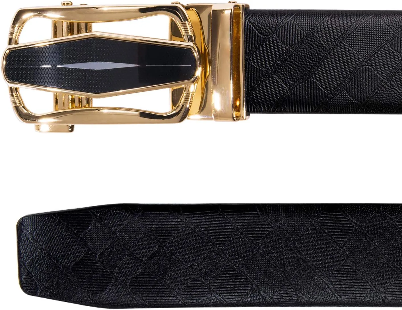 Barry.Wang Mens Ratchet Belt,Genuine Leather Belts 1 3/8" Automatic Buckle Carnival Dress Casual,Trim To Fit