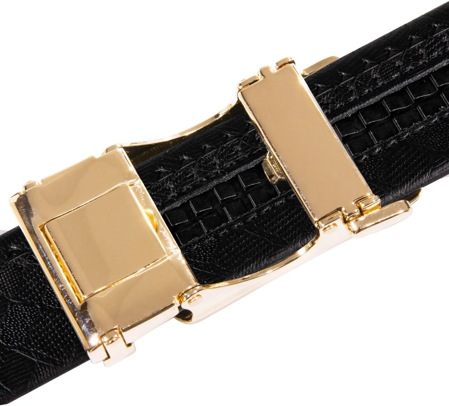 Barry.Wang Mens Ratchet Belt,Genuine Leather Belts 1 3/8" Automatic Buckle Carnival Dress Casual,Trim To Fit