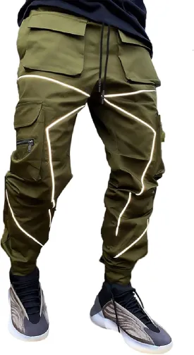 Cargo Pants for Men Reflective Joggers Tactical Sweatpants Mens Techwear Harem
