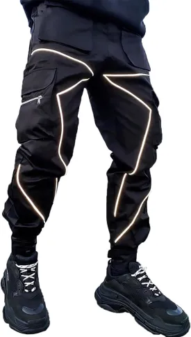 Cargo Pants for Men Reflective Joggers Tactical Sweatpants Mens Techwear Harem
