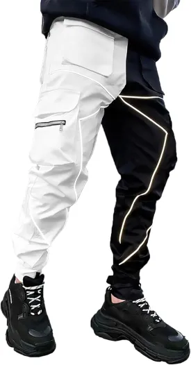 Cargo Pants for Men Reflective Joggers Tactical Sweatpants Mens Techwear Harem