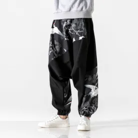 Chinese style crotch big crotch patchwork pants