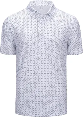 Cotrasen Mens Polo Golf Shirts Moisture Wicking Performance T-Shirts Print Breathable Short Sleeve Polo Shirt for Men