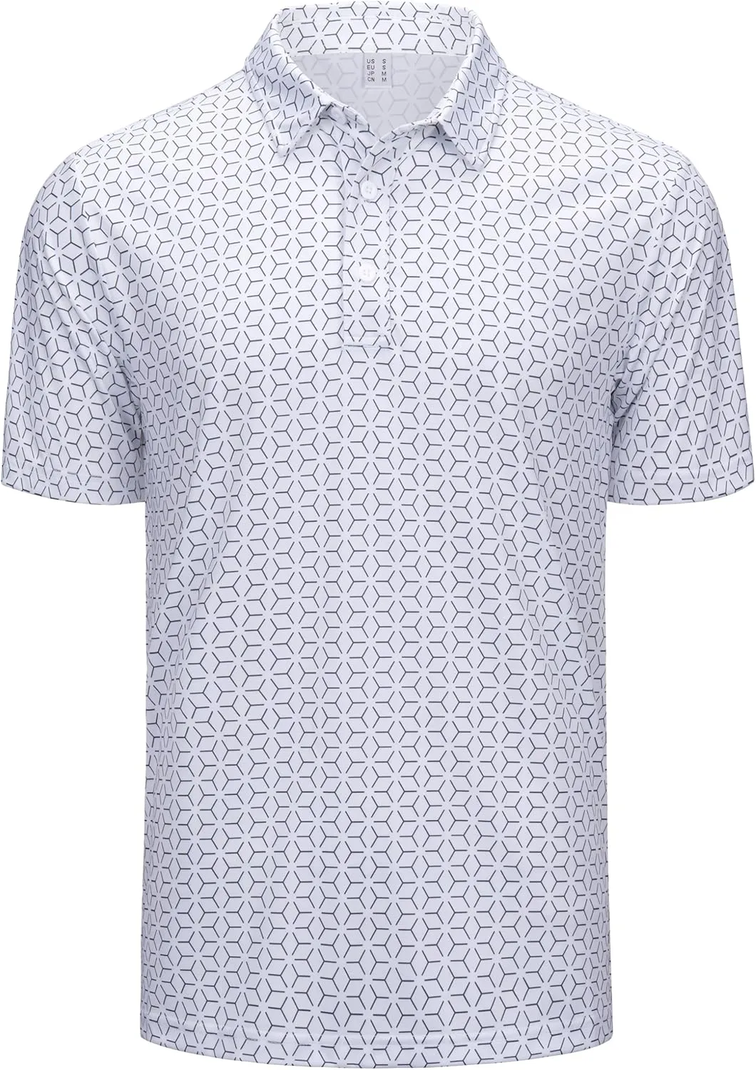 Cotrasen Mens Polo Golf Shirts Moisture Wicking Performance T-Shirts Print Breathable Short Sleeve Polo Shirt for Men