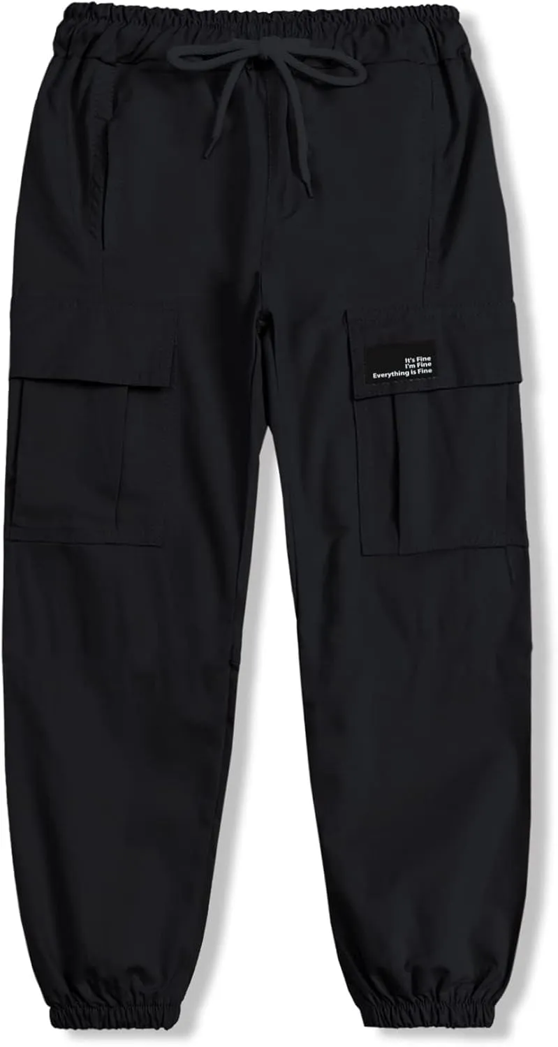 Cromoncent Girls&Womens Cargo Pants Elastic Waist Lightweight Outdoor Jogger Pants, 6 Years - XX-Large