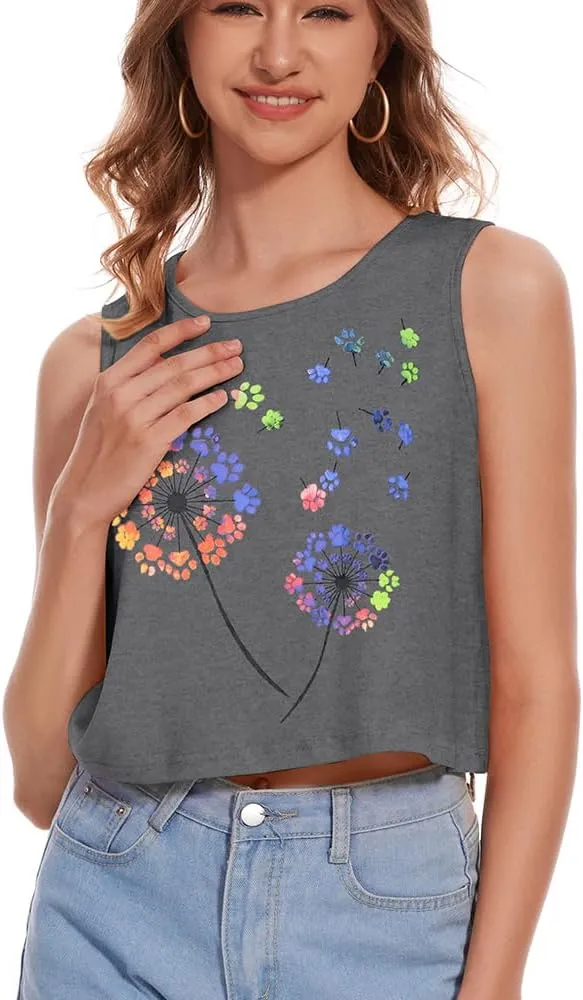 Crop Tops for Women Tank Summer Casual Sleeveless Loose Fit Basic Shirts
