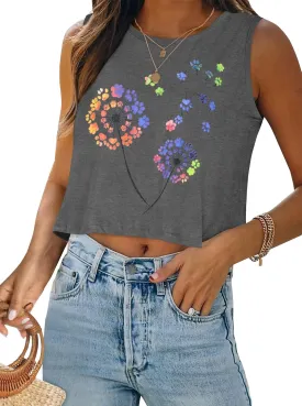 Crop Tops for Women Tank Summer Casual Sleeveless Loose Fit Basic Shirts