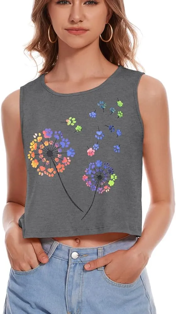 Crop Tops for Women Tank Summer Casual Sleeveless Loose Fit Basic Shirts