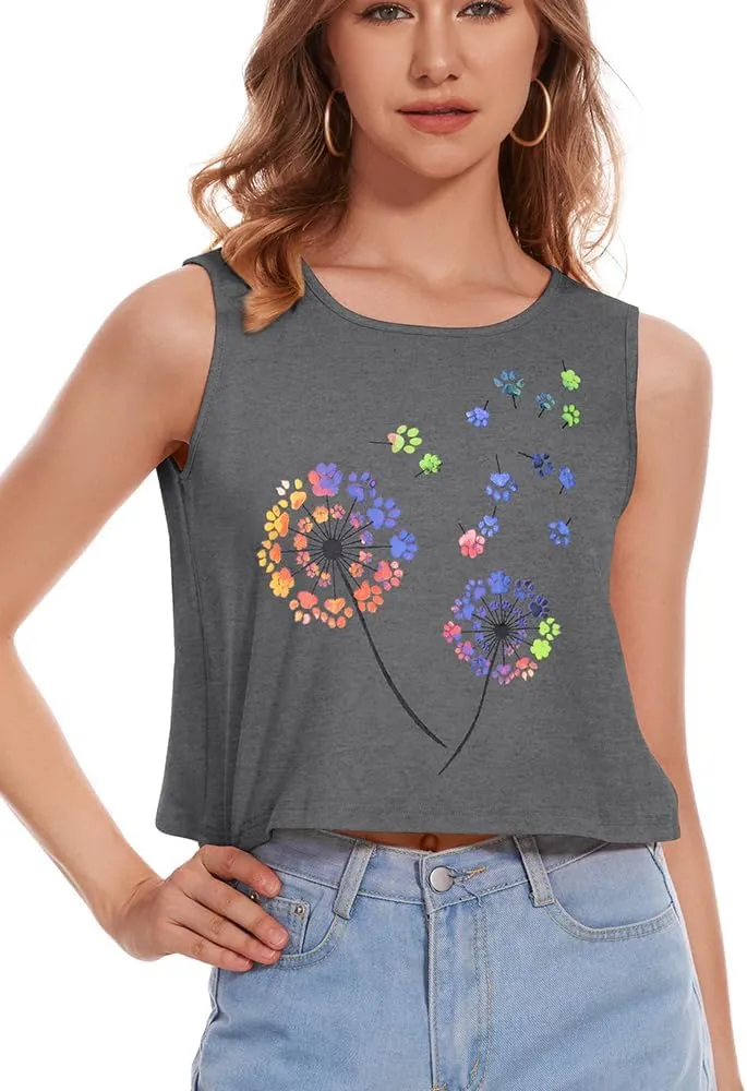 Crop Tops for Women Tank Summer Casual Sleeveless Loose Fit Basic Shirts