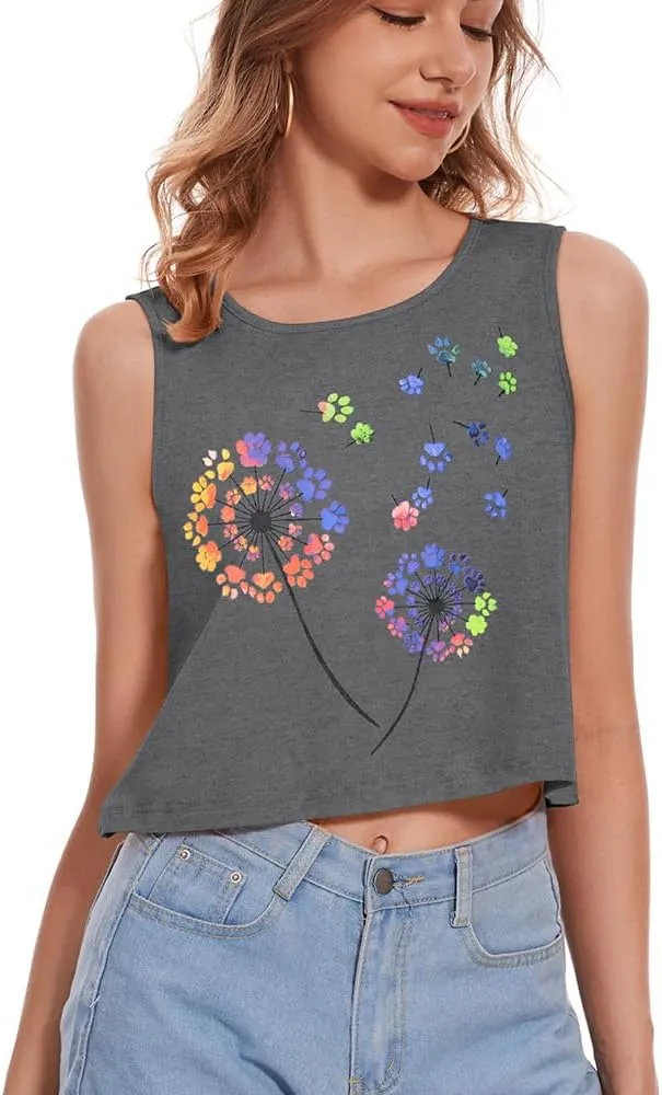 Crop Tops for Women Tank Summer Casual Sleeveless Loose Fit Basic Shirts