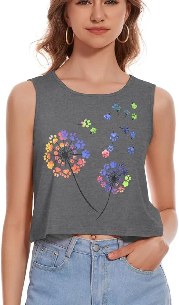 Crop Tops for Women Tank Summer Casual Sleeveless Loose Fit Basic Shirts
