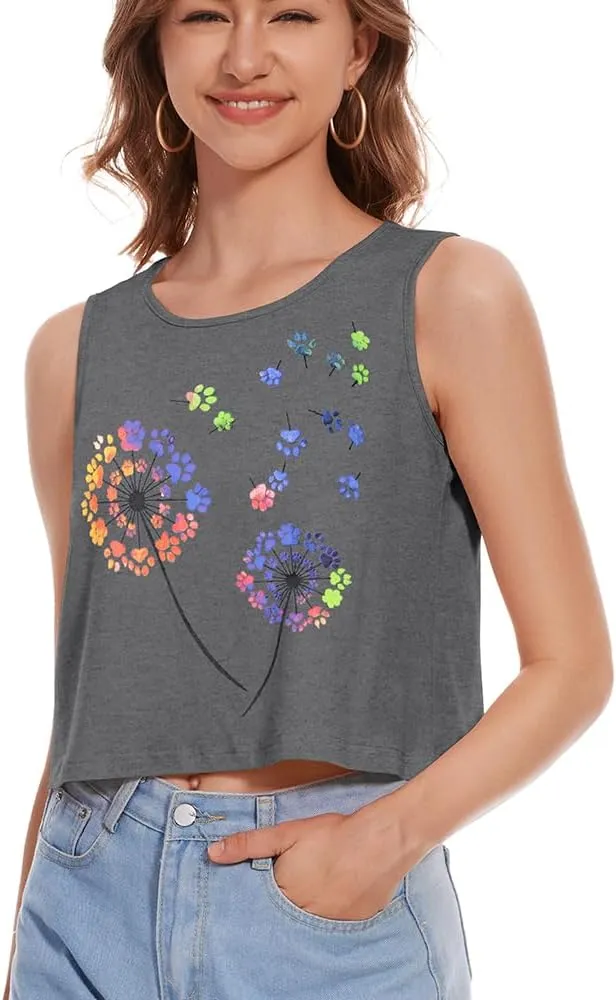Crop Tops for Women Tank Summer Casual Sleeveless Loose Fit Basic Shirts