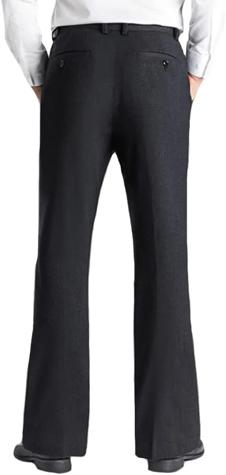 HAORUN Men Bell Bottom Pants Vintage 60s 70s Flare Formal Dress Trousers Slim Fit
