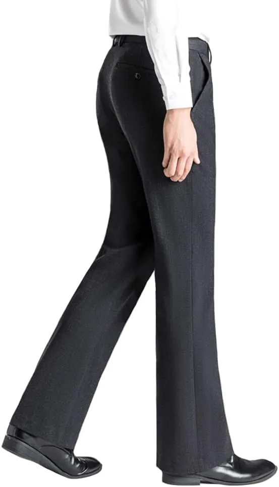 HAORUN Men Bell Bottom Pants Vintage 60s 70s Flare Formal Dress Trousers Slim Fit