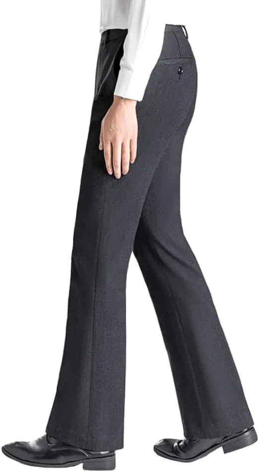 HAORUN Men Bell Bottom Pants Vintage 60s 70s Flare Formal Dress Trousers Slim Fit