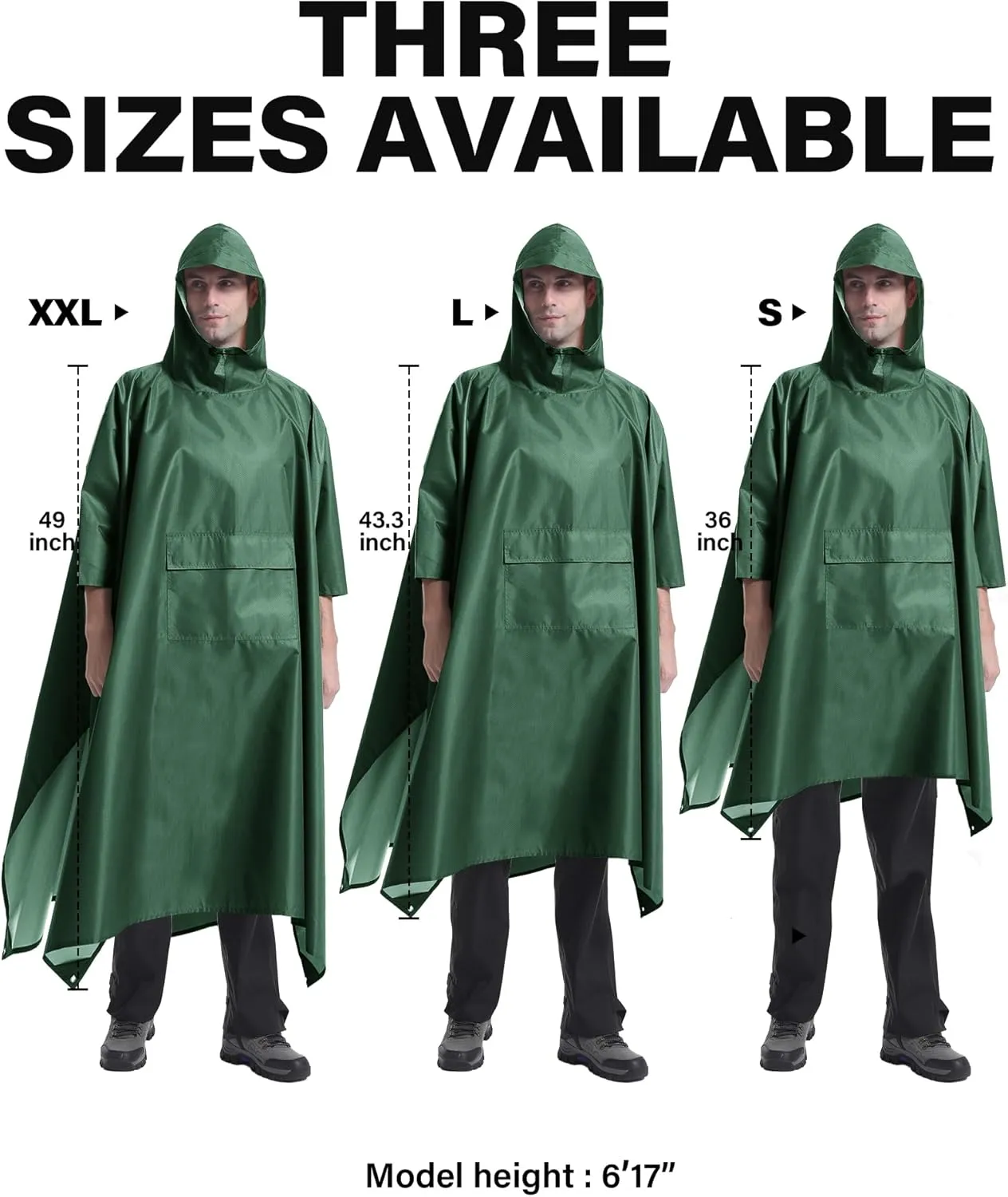 iCreek Hooded Rain Poncho with Pocket Waterproof Lightweight Unisex Raincoat Jacket for Hiking, Camping, Outdoor
