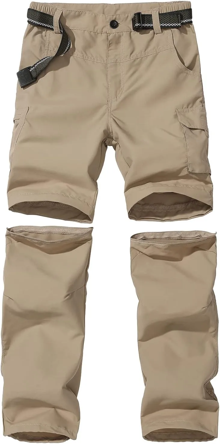 JOMLUN Boys Scout Pants Convertible Hiking Quick Dry Zip Off Pants Outdoor Climbing Casual Trouser Kids Youth Cargo Pants