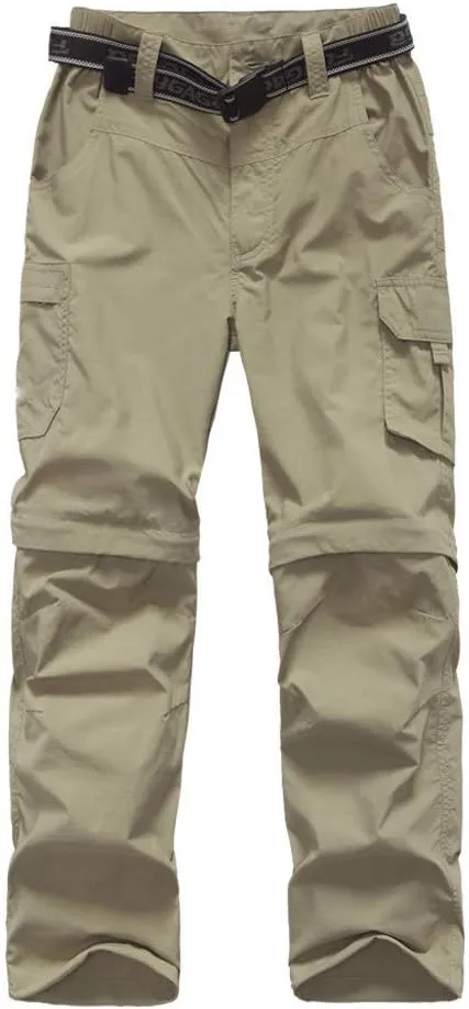 JOMLUN Boys Scout Pants Convertible Hiking Quick Dry Zip Off Pants Outdoor Climbing Casual Trouser Kids Youth Cargo Pants