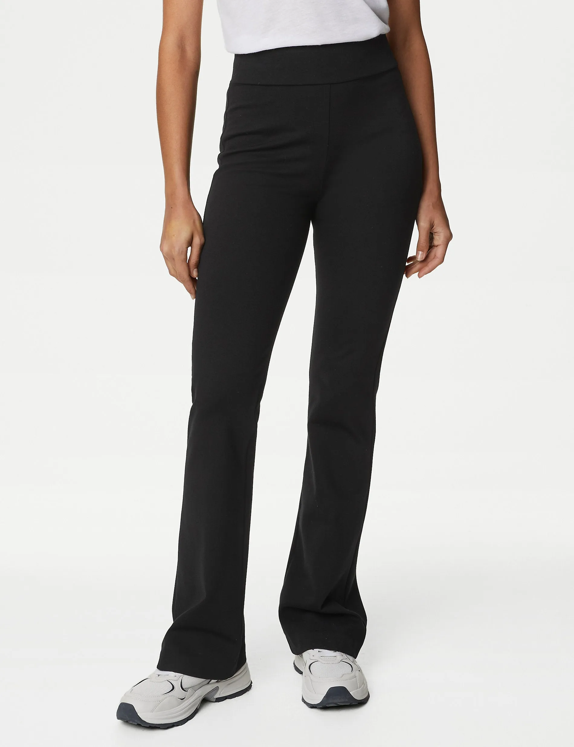 Marks & Spencer Elastic Waist Jersey Flare Trousers, Black