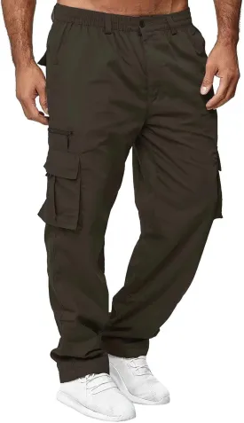 Men Outdoor Cargo Pant Lightweight Tactical Pant Hiking Jogger Classic Fit Multi Pockets