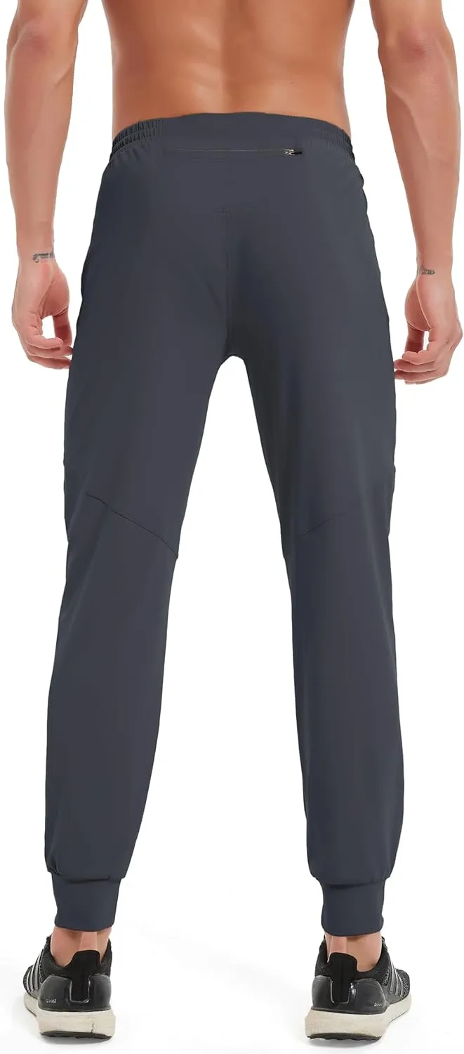 Men's Athletic Jogging Hiking Pants Lightweight Quick Dry Pants Gym Running Sweatpants Workout with Zipper Pockets
