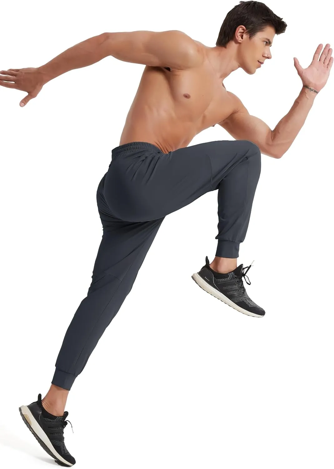Men's Athletic Jogging Hiking Pants Lightweight Quick Dry Pants Gym Running Sweatpants Workout with Zipper Pockets