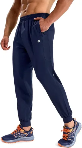 MIER Men's Athletic Running Pants Lightweight Workout Gym Joggers Dry Fit Track Active Sweatpants with Zipper Pockets