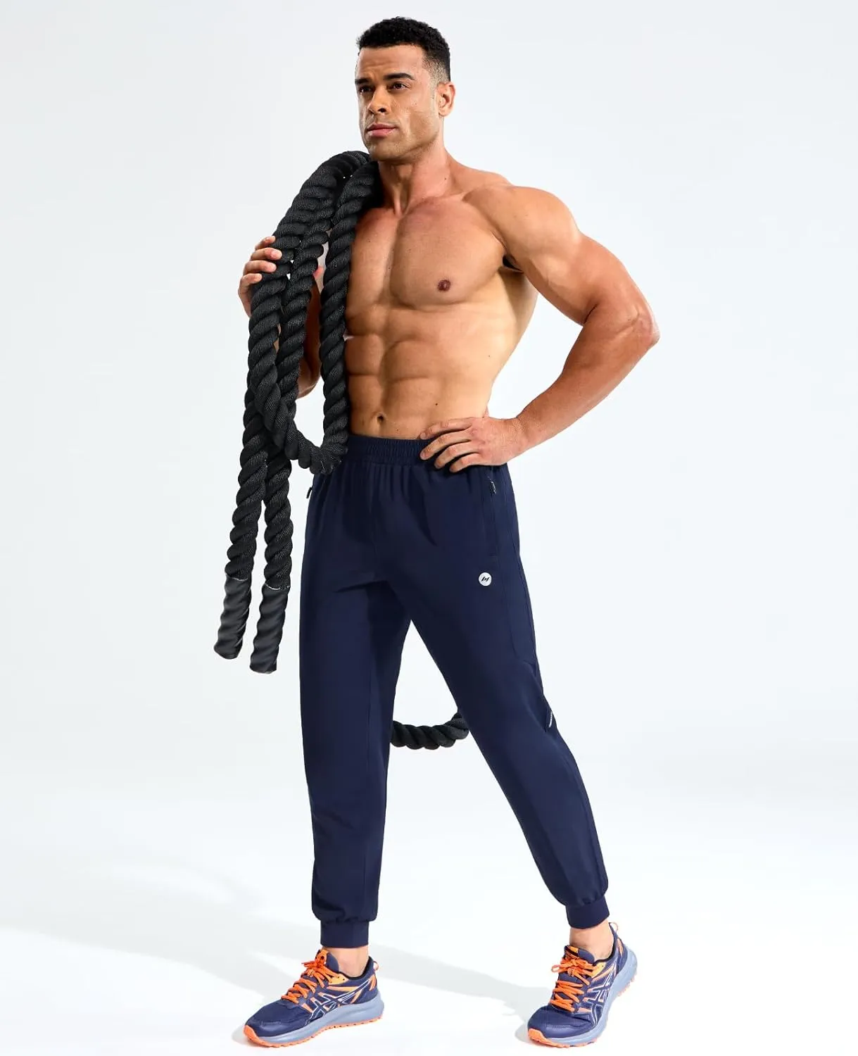 MIER Men's Athletic Running Pants Lightweight Workout Gym Joggers Dry Fit Track Active Sweatpants with Zipper Pockets