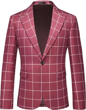 MOGU Men's Slim Fit Plaid Suit Set  Sport Coat Blazer, Vest & Pants (Each Sold Separately) for Wedding, Prom & Party