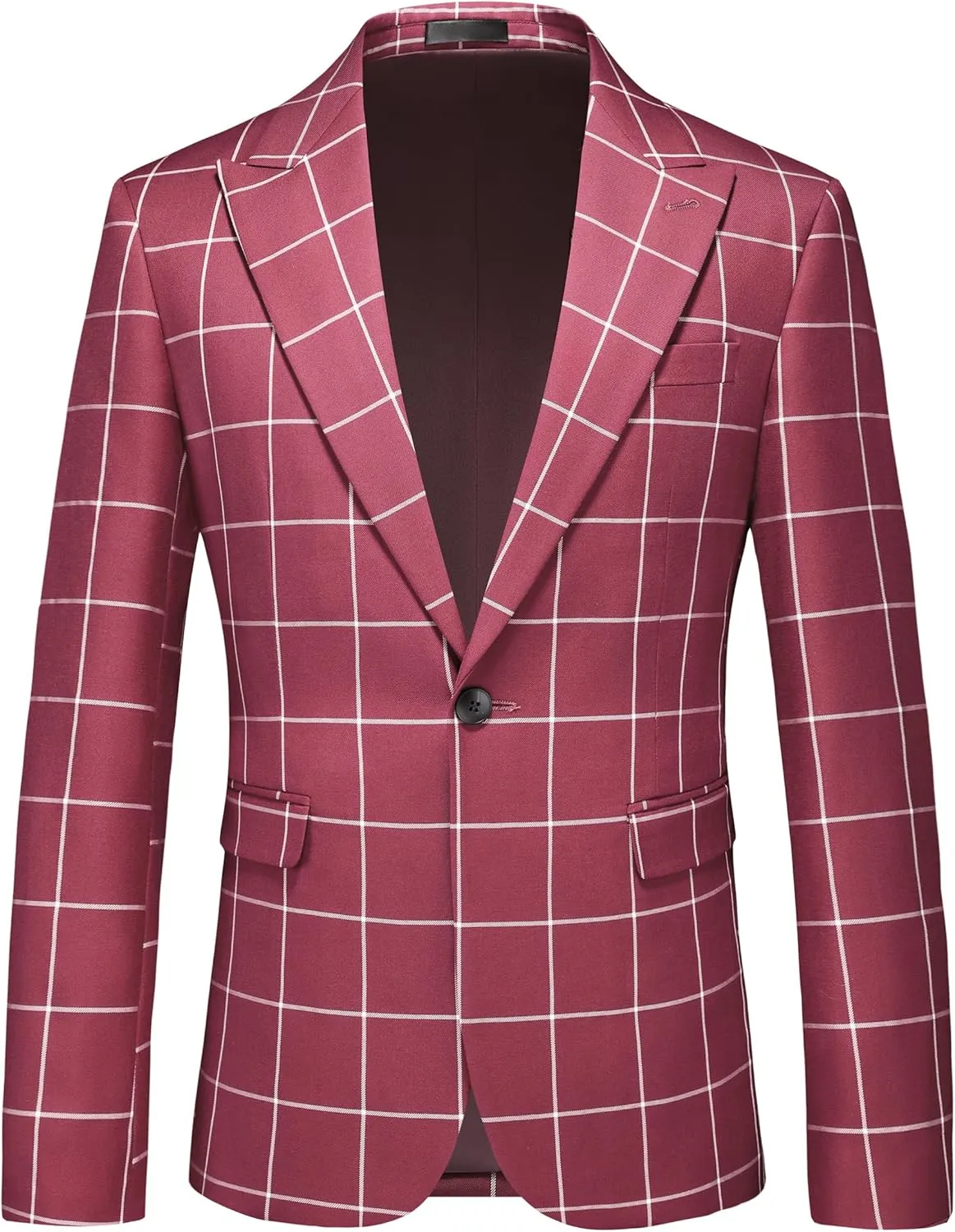 MOGU Men's Slim Fit Plaid Suit Set  Sport Coat Blazer, Vest & Pants (Each Sold Separately) for Wedding, Prom & Party