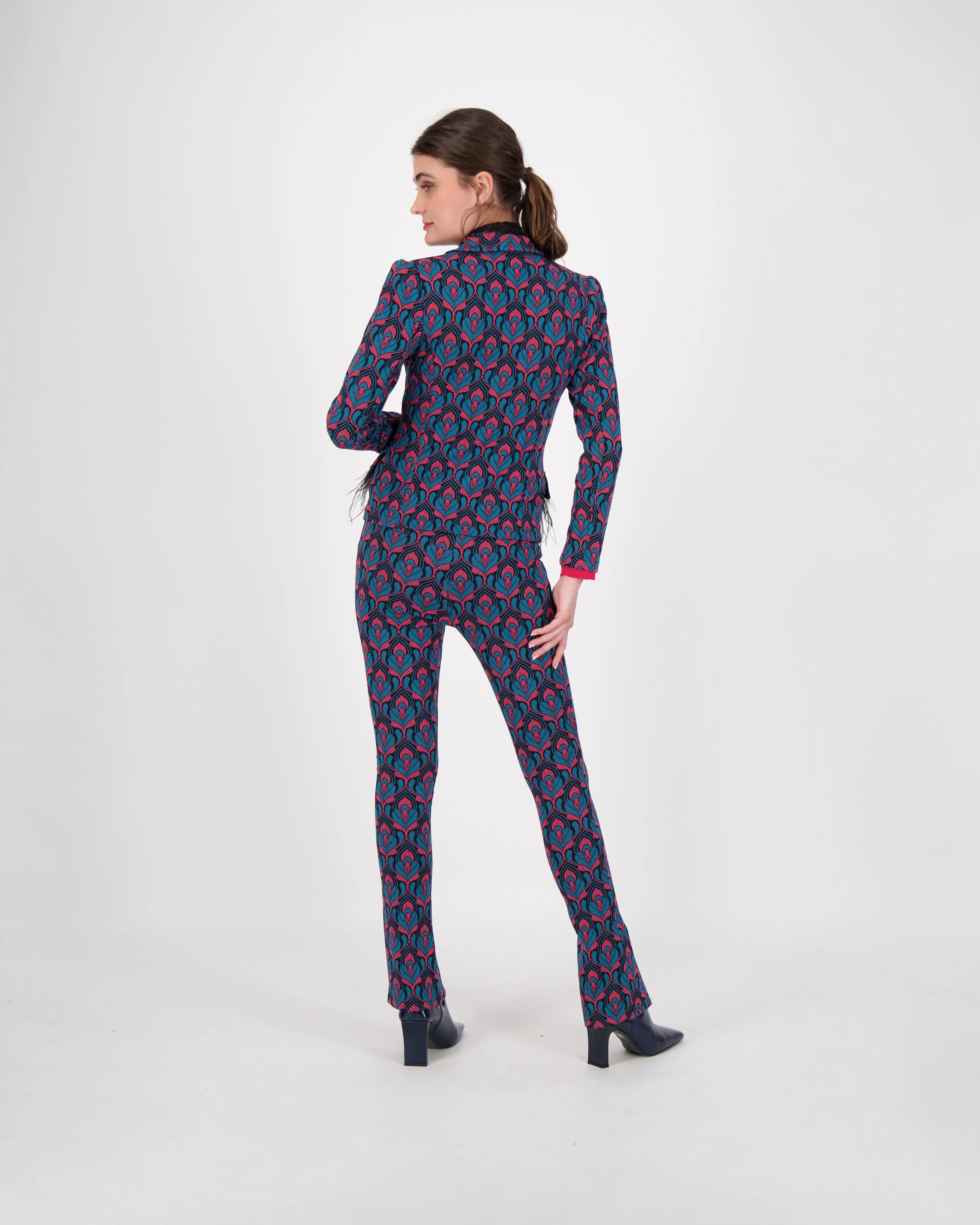 Patterned Split Hem Pants