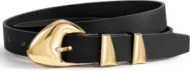 Skinny Belt, Black Leather Belt Women Belts for Jeans Dresses Pants with Adjustable belt Buckle 1 Width
