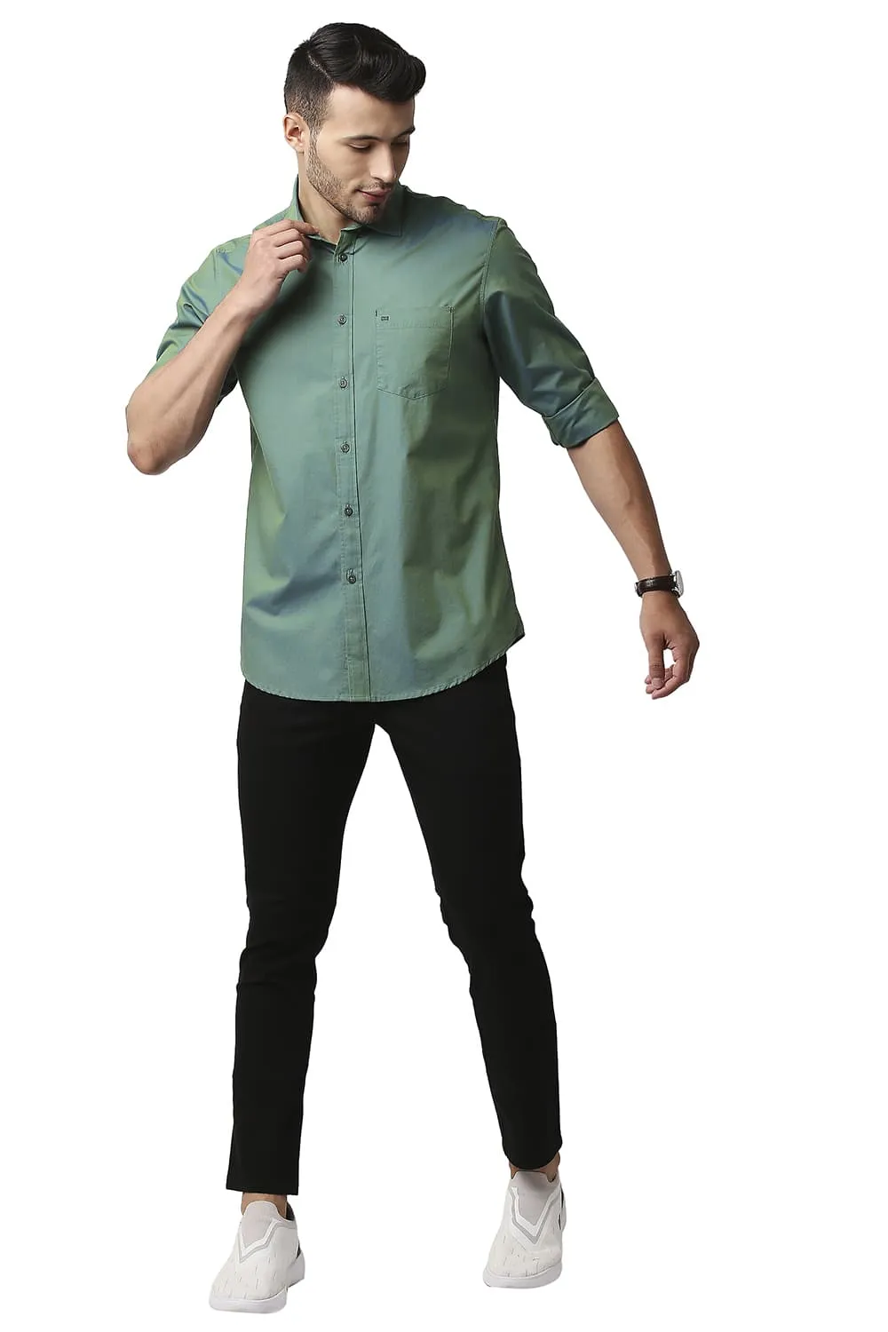 Slim Fit Cotton Chambray Shirt