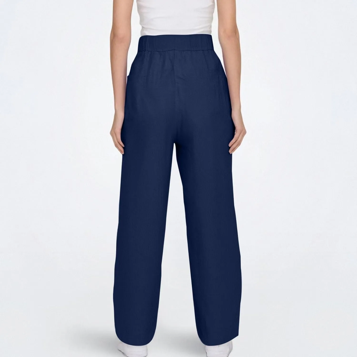 Women's Fashion Elastic Lightweight Breathable Lace Trim Vintage Casual Dressy Loose Fit Pants