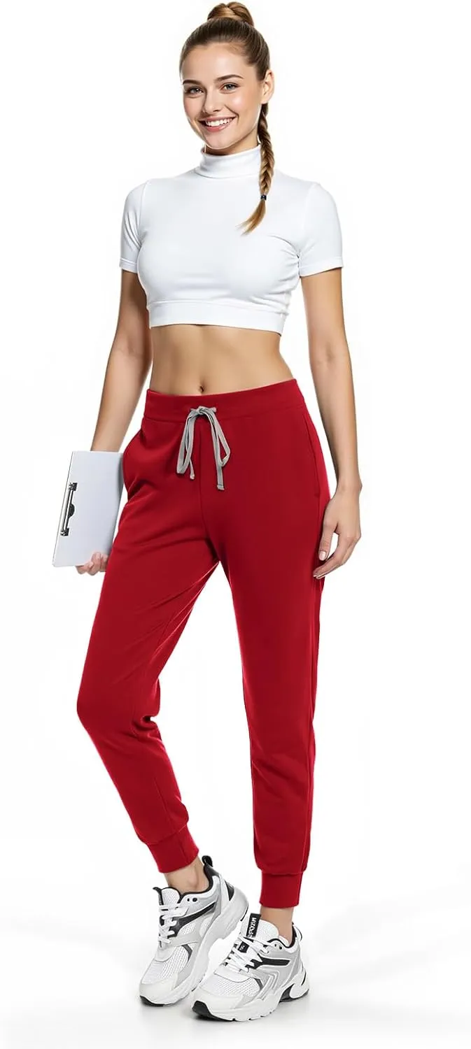 Women's Scrub Pants, Lightweight Soft Stretch Yoga Jogger with Elastic Drawstring Waistband, Mid-Rise Slim Fit Cargo Pants
