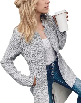 Women's Slim fit Suit Jacket, Fashionable Open Style Long Sleeved Casual Jacket, Business Jacket
