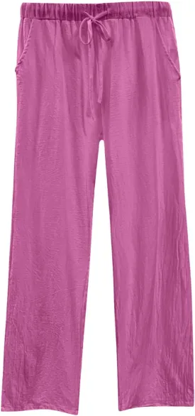 Womens Summer Wide Leg Business Casual Chute Pants Loose Drawstrings High Waisted Long Trousers with Pockets